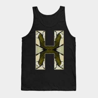 Letter H Monogram Initial Olive Green Pearl White Aesthetic Abstract Pattern Painting On Canvas Tank Top